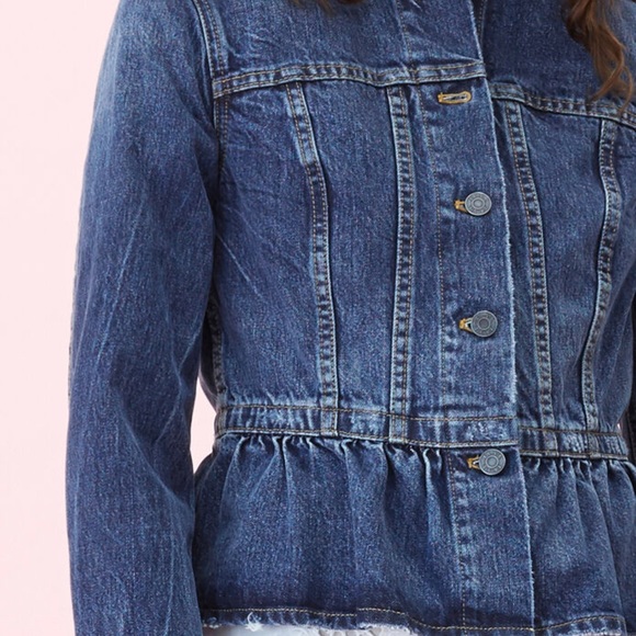 La Vie Rebecca Taylor Denim Peplum Jean Jacket - Picture 4 of 10